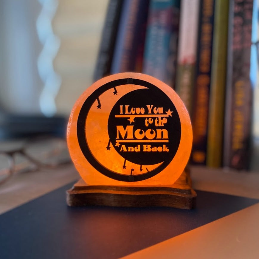 I Love You To The Moon And Back Mini USB Plugin Himalayan Salt Lamp