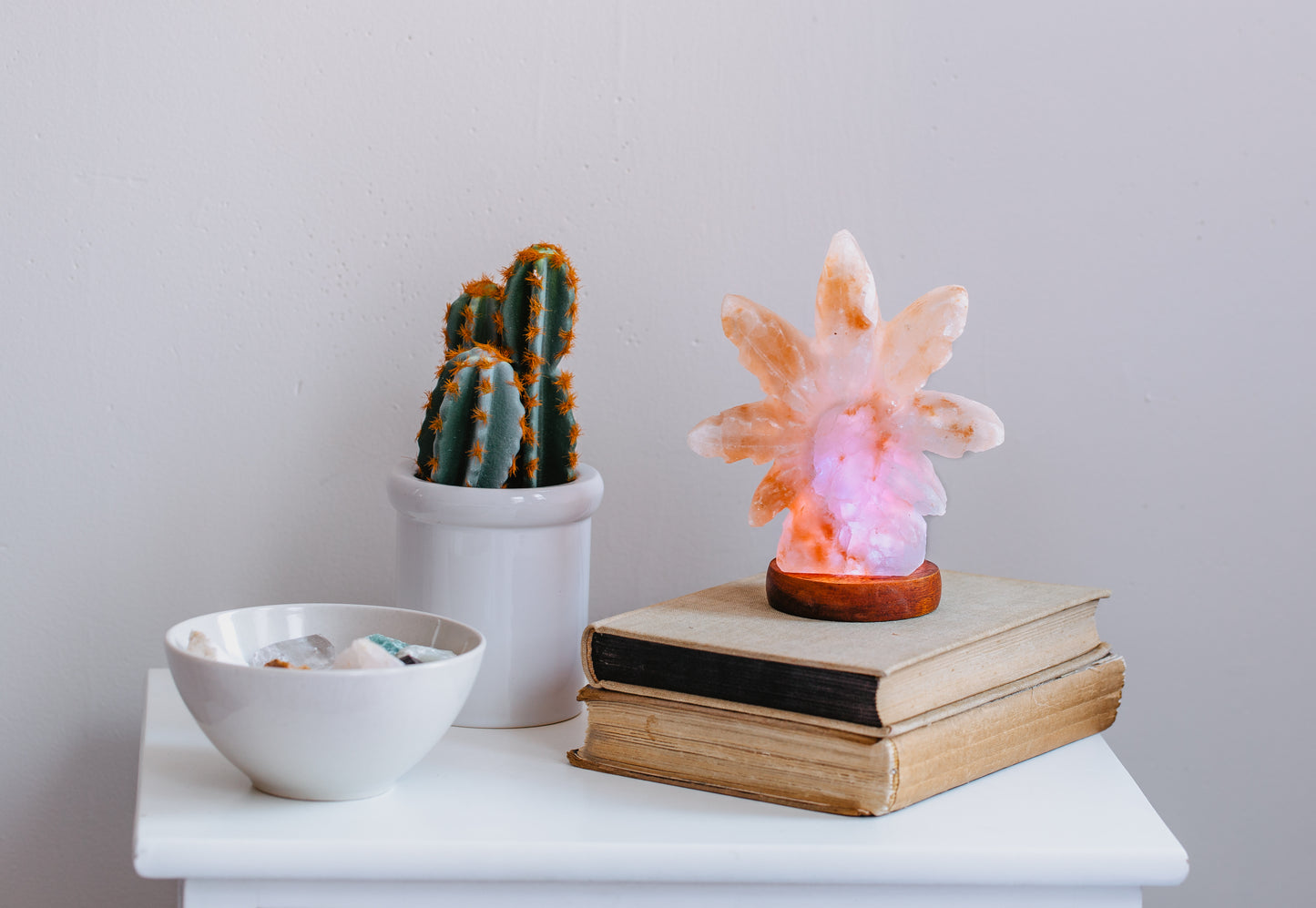 Himalayan Salt Hemp Leaf Mini USB Lamp
