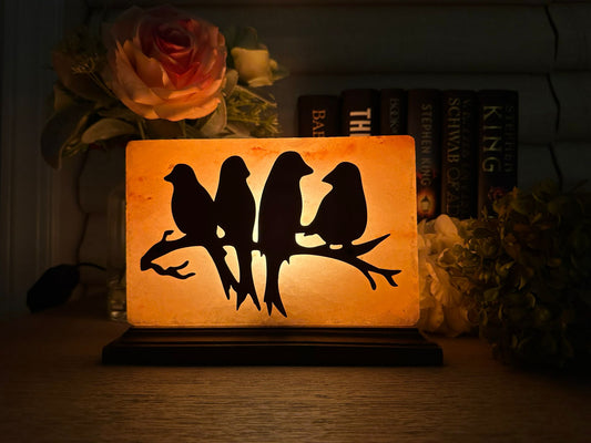 Himalayan Salt Birds Sitting on a Branch Lamp