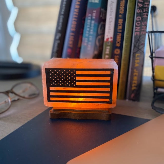 USA Flag USB Plugin Himalayan Salt Lamp
