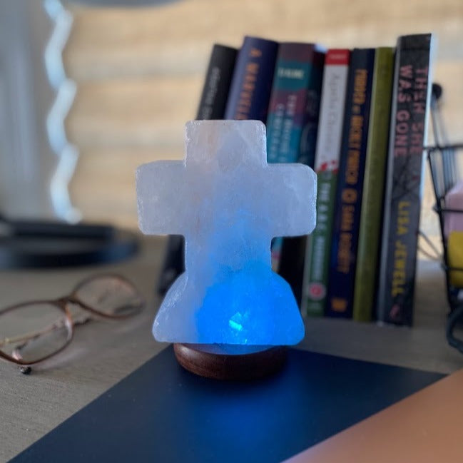 Himalayan Salt Cross USB Plugin Lamp