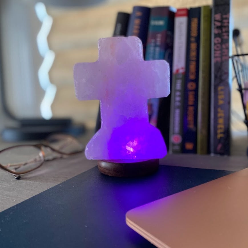 Himalayan Salt Cross USB Plugin Lamp