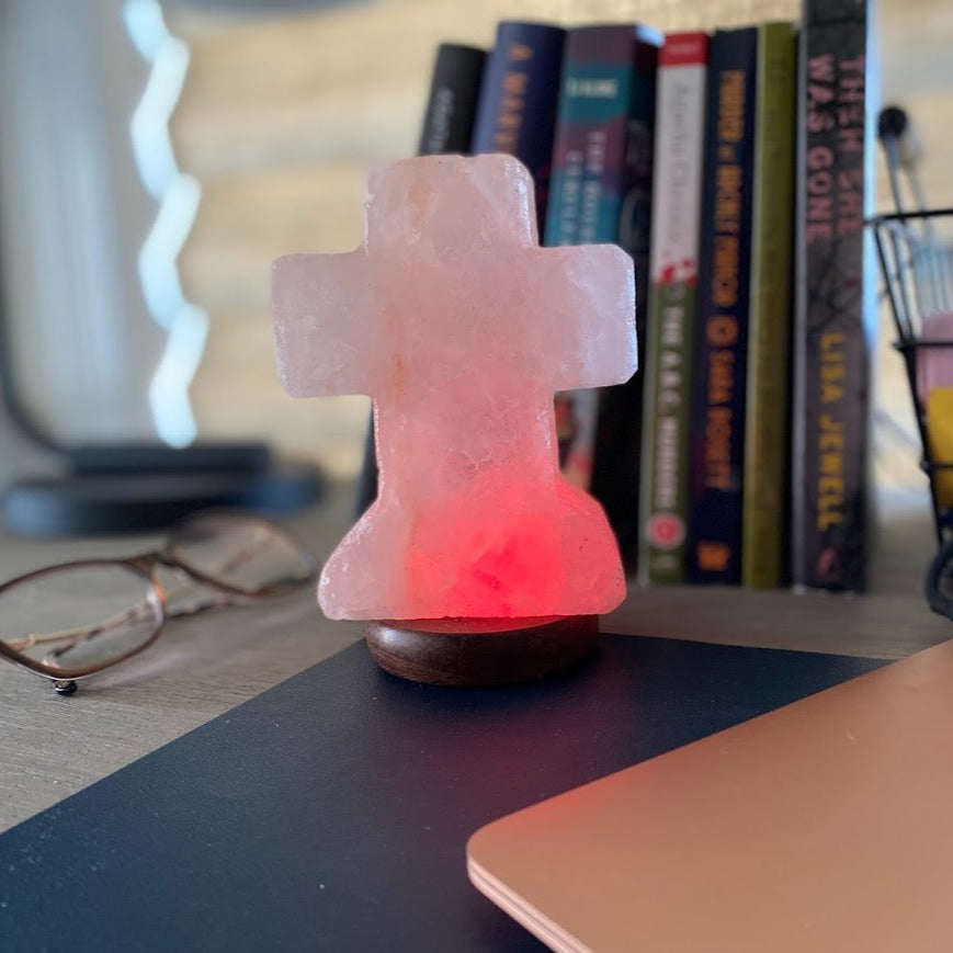 Himalayan Salt Cross USB Plugin Lamp